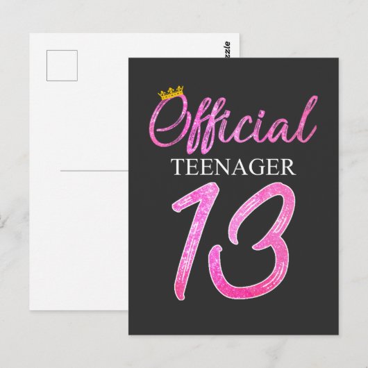 Officiële tiener meisje prinses 13e verjaardag 200 briefkaart (Voorkant / Achterkant)