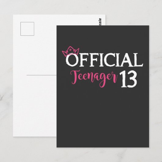 Officiële tiener meisje prinses 13e verjaardag briefkaart (Voorkant / Achterkant)