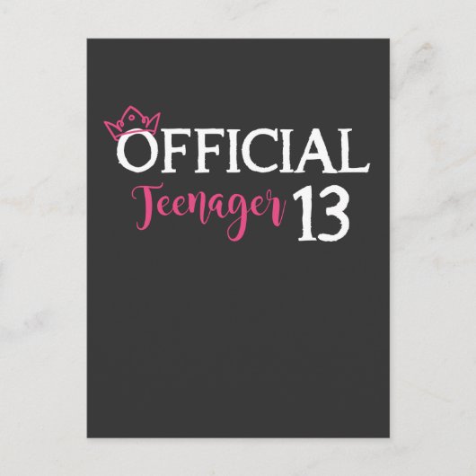 Officiële tiener meisje prinses 13e verjaardag briefkaart (Voorkant)
