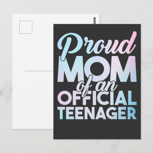 Officiële tiener Moeder Proud Teenager Mam Briefkaart (Voorkant / Achterkant)