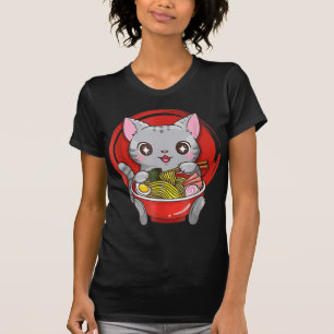 Officiële tiener Ramen Cat Anime Kawaii Neko Japa T-shirt