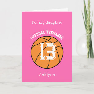 Officiële tienerbasketbal 13e verjaardag dochter kaart