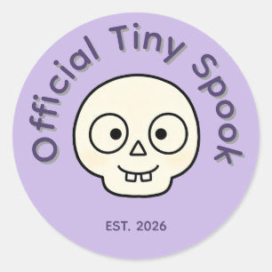 Officiële Tiny Spook Skelet Halloween Feest Favor Ronde Sticker