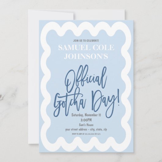 Officiële uitnodiging voor Gotcha Day Adoption (Voorkant)