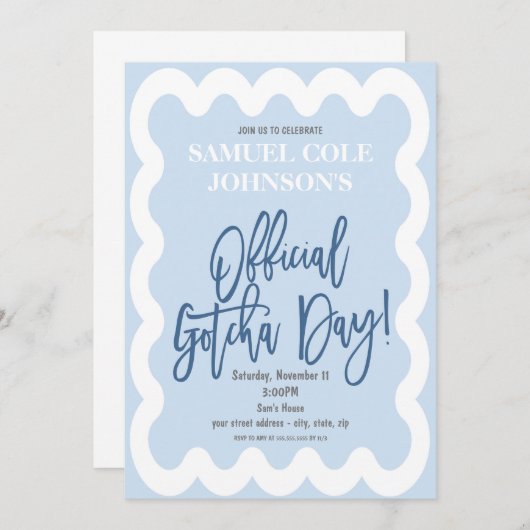Officiële uitnodiging voor Gotcha Day Adoption (Voorkant / Achterkant)