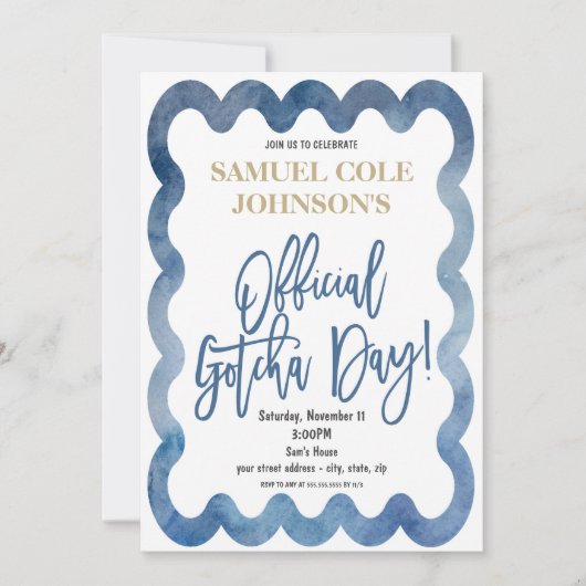 Officiële uitnodiging voor Gotcha Day Adoption (Voorkant)