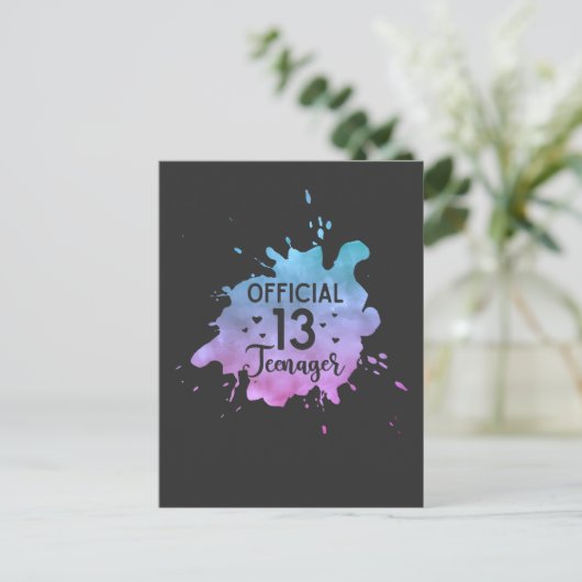 Officiële verjaardag tiener meisje 13 jaar briefkaart (Staand voorkant)