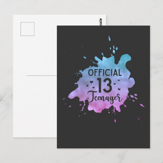 Officiële verjaardag tiener meisje 13 jaar briefkaart (Voorkant / Achterkant)