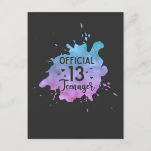 Officiële verjaardag tiener meisje 13 jaar briefkaart