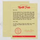 Officiële Vintage Santa Letter Feestdagenkaart (Voorkant / Achterkant)