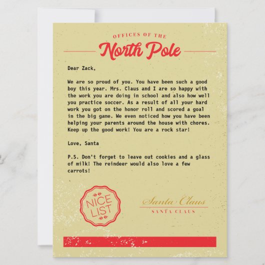 Officiële Vintage Santa Letter Feestdagenkaart (Voorkant)