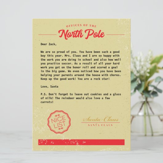 Officiële Vintage Santa Letter Feestdagenkaart (Staand voorkant)