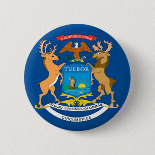 Officiële vlag van Michigan Ronde Button 5,7 Cm
