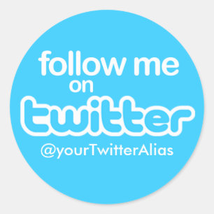 Officiële "Volg me op Twitter" ticker Ronde Sticker
