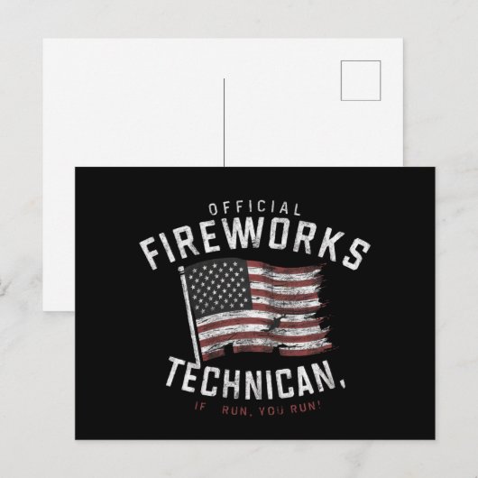 Officiële Vuurwerktechnicus Als ik ren, ren jij Briefkaart (Voorkant / Achterkant)