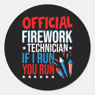 Officiële vuurwerktechnicus VS Onafhankelijkheidsd Ronde Sticker