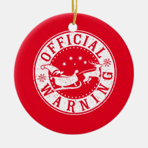 officiële waarschuwing van santa op de lijst van keramisch ornament