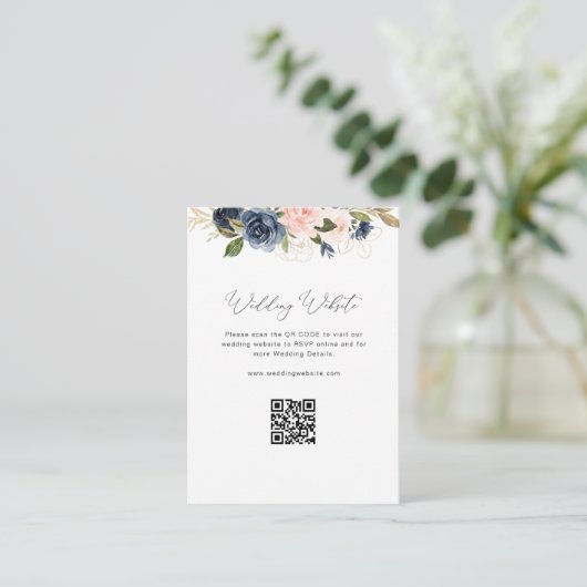 Officiële website van de Navy and Blush Florial We Informatiekaartje (Staand voorkant)