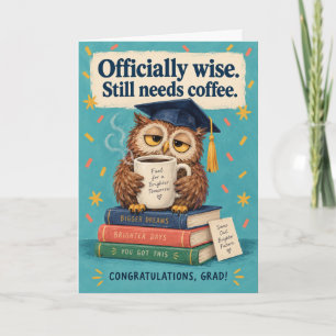 Officiële Wijze Uil Koffie Afstudeerfeest Kaart