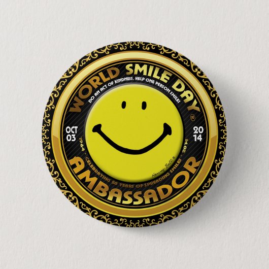Officiële World Smile Day® 2014 Ambassadeur Button (Voorkant)