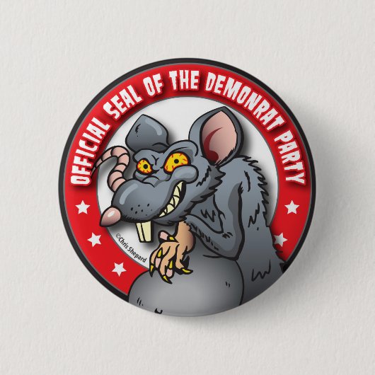 OFFICIËLE ZEGEL VAN DE DEMOCRAT AKA DEMON-RAT ARTI RONDE BUTTON 5,7 CM (Voorkant)