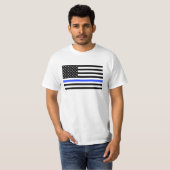 Officier Blauwe Lijnvlag - Mannen van politieagent T-shirt (Voorkant volledig)