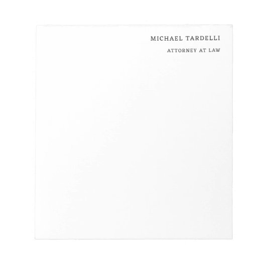 Officier in de rechten Minimalist Classical Plain Notitieblok (Voorkant)