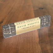 Officier in de rechten Modern Gold & Wood Lawyer Naambordje (Zijkant)