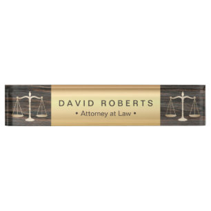 Officier in de rechten Modern Gold & Wood Lawyer Naambordje
