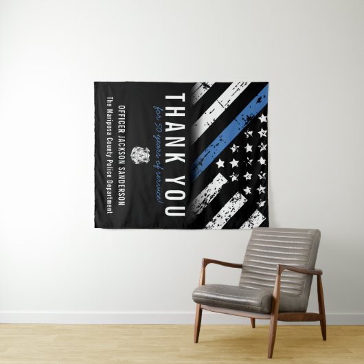 Officier Jubileum Blue Line Police Retiment Wandkleed (In Situ (horizontaal))