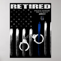 Officier Thin Blue Line Gepensioneerd Poster