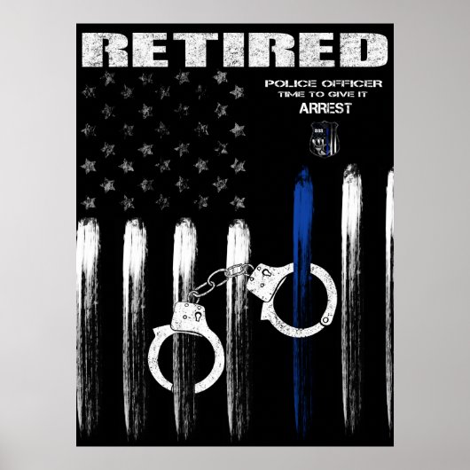 Officier Thin Blue Line Gepensioneerd Poster (Voorkant)
