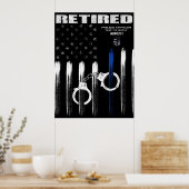 Officier Thin Blue Line Gepensioneerd Poster (Keuken)