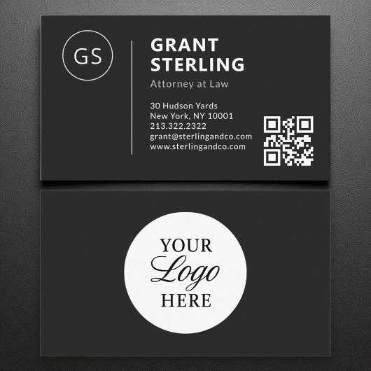 Officier van Justitie Black White Logo QR Code Visitekaartje