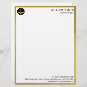 Officier van Justitie Faux Gold Scale Lawyer Justi Briefhoofd (Voorkant / Achterkant)