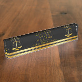 Officier van Justitie Gold Black Metal Legal Scale Naambordje (Zijkant)
