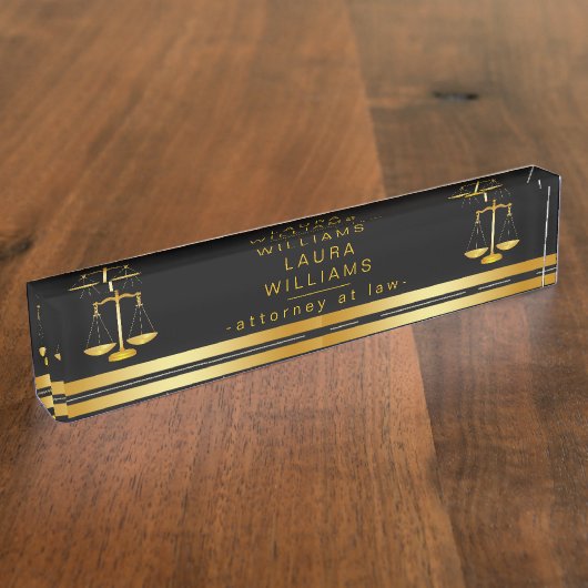 Officier van Justitie Gold Black Metal Legal Scale Naambordje (Zijkant)