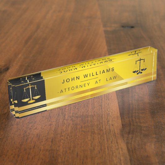 Officier van Justitie: Law Gold Black Legal Scale Naambordje (Zijkant)