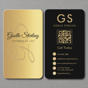 Officier van Justitie Monogram Gold Black QR Code Visitekaartje