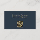 Officier van Justitie Navy Blue Gold QR Code Visitekaartje (Achterkant)