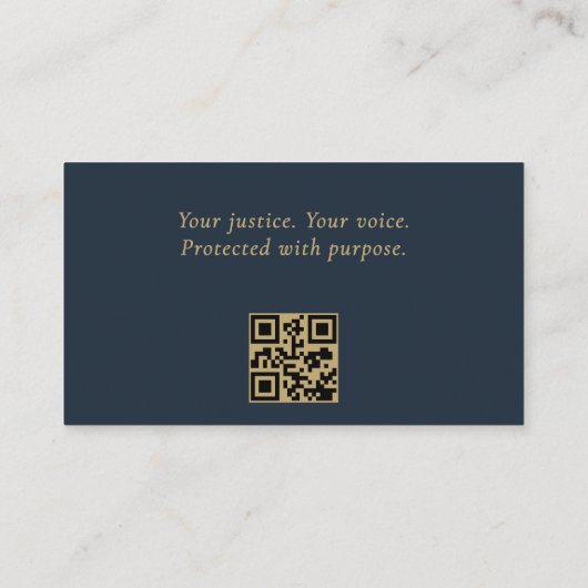 Officier van Justitie Navy Blue Gold QR Code Visitekaartje (Achterkant)