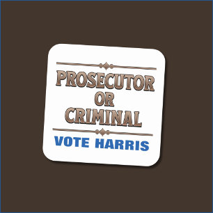 Officier van Justitie of Criminal Vote Harris Vierkante Sticker