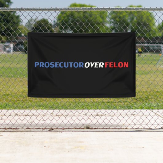 Officier van justitie over Felon rood wit blauw ty Spandoek (Insitu)