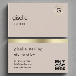 Officier van Justitie QR Code Faux Gold Folie Mono Visitekaartje