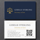 Officier van Justitie QR Code Navy Blue Gold Visitekaartje