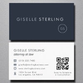 Officier van Justitie QR Code Navy Blue Luxury Visitekaartje