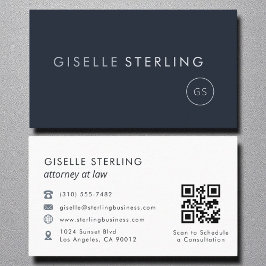 Officier van Justitie QR Code Navy Blue Luxury Visitekaartje