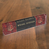 Officier van Justitie - Red Marble, Black & Gold Naambordje (Zijkant)