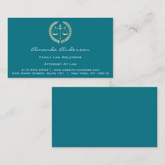 Officier van Justitie: Wet Gold Scale Advocaat Aan Visitekaartje (Voorkant / Achterkant)