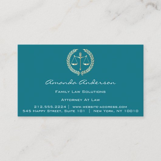 Officier van Justitie: Wet Gold Scale Advocaat Aan Visitekaartje (Voorkant)